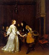 Gerard Ter Borch An Officer Making his Bow to a Lady oil on canvas